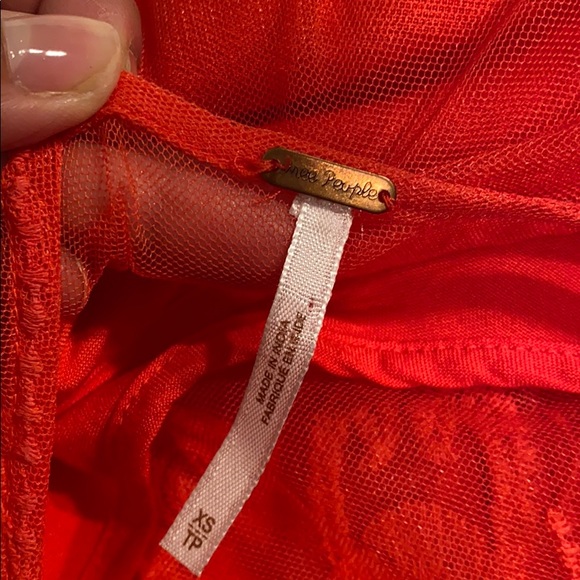 Free People lace overlay shift dress XS red slip - Picture 5 of 8